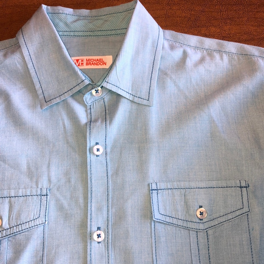 Men's MICHAEL BRANDON Blue Button Down Shirt Sz M